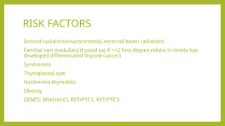 Thyroid malignancy containing many diagrams and detailed theory. | PPTX