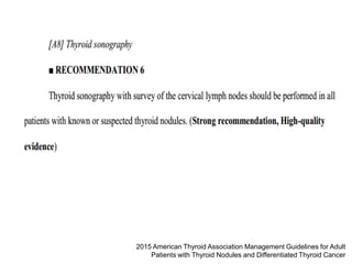 2015 American Thyroid Association Management Guidelines for Adult
Patients with Thyroid Nodules and Differentiated Thyroid Cancer
 
