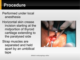 Re-innervation techniques (early stages) 