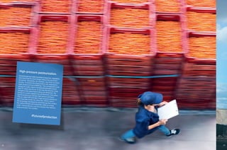 28 29
High-pressure pasteurization.thyssenkrupp has made it possible to keep fruit, vegetables,
and meat fresh for much longer without the use of pre­servatives. Smoothies, for example, stay fresh six times
as long. To achieve this food products are subjected towater pressure of up to 6000 bar. This corresponds to the
energy of a water column shooting 60 kilometers (more
than 37 miles) into the air. In this way the bacteria, fungi,
and germs that cause food to decay are denatured. Thepressure is evenly applied from all directions, thus allow­
ing the products to maintain their texture and flavor.This so-called HPP principle (“high-pressure pasteuriza­
tion”) has been known for some time. What’s new isthe technology developed by thyssenkrupp that renders
the method flexible and industrially viable on a largescale. Food producers can thus expand their delivery
range and enter new markets.
#futureofproduction
 