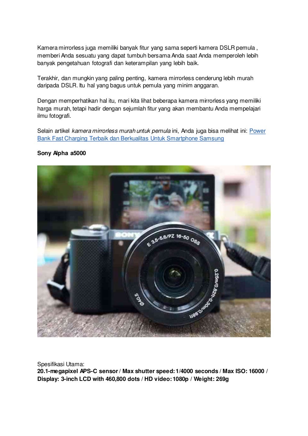 Kamera mirrorless murah untuk pemula