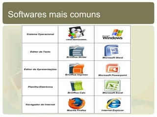 Softwares mais comuns
 