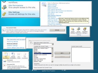Document Sets - WorkflowSpecial OOTB activities for working with document sets provided for SharePoint Designer authored workflowsOOTB workflow provided for working with document sets