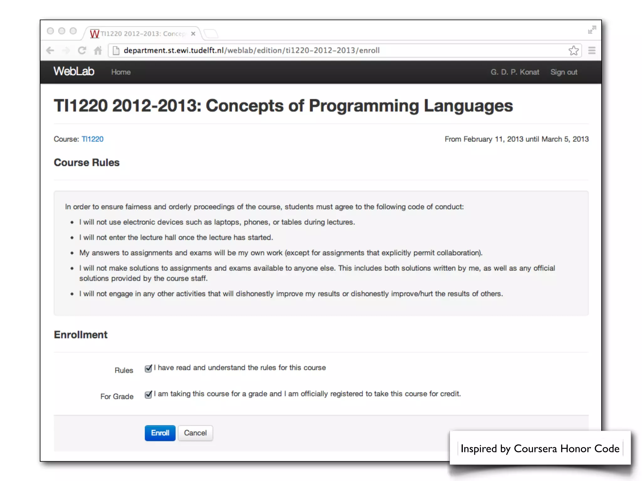 Inspired by Coursera Honor Code
 