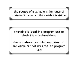 Ti1220 Lecture 2: Names, Bindings, and Scopes | PDF