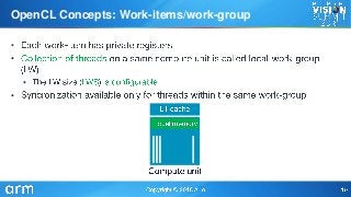 OpenCL concepts: work-items/work-groups
•
•
•
•
OpenCL Concepts: Work-items/work-group
 