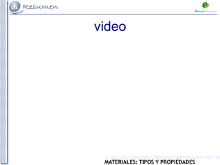 MATERIALES: TIPOS Y PROPIEDADES
video
 