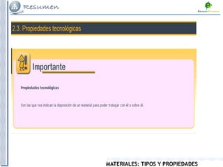 MATERIALES: TIPOS Y PROPIEDADES
 