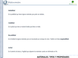MATERIALES: TIPOS Y PROPIEDADES
 