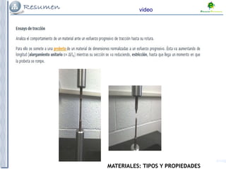 MATERIALES: TIPOS Y PROPIEDADES
video
 