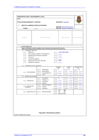 6. Modelo propuesto en la gestión municipal
Trabajo de Investigación 2012
Figura62. Alumbrado público.
Fuente: Elaboración propia.
144
 