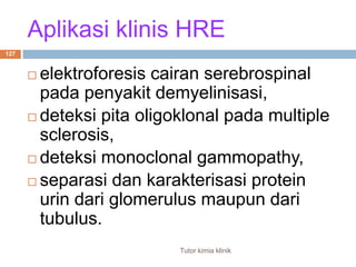 Tutor kimia klinik124Perkembangan Tehnis BaruIsoelectric FocusingHigh Resolution Protein ElectrophoresisCapillary Electrophoresis