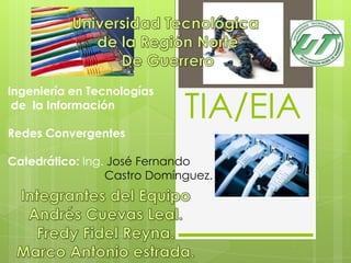 TIA/EIA
Ingeniería en Tecnologías
 de la Información

Redes Convergentes

Catedrático: Ing. José Fernando
                 Castro Domínguez.
 