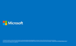 © 2012 Microsoft Corporation. Tous droits réservés. Microsoft, Windows et les autres noms de produits sont des marques déposées ou des marques commerciales de Microsoft aux États-Unis et/ou dans d'autres pays.
Les informations contenues dans ce document sont fournies uniquement à titre indicatif. Elles représentent l'opinion actuelle de Microsoft Corporation sur les points cités à la date de cette présentation. Microsoft s'adapte aux conditions fluctuantes du marché et ce
document ne doit pas être interprété comme un engagement de la part de Microsoft ; de plus, Microsoft ne peut pas garantir la véracité de toute information présentée après la date de la présentation. MICROSOFT EXCLUT TOUTE GARANTIE, EXPRESSE, IMPLICITE
OU STATUTAIRE, EN CE QUI CONCERNE CETTE PRÉSENTATION.
© 2013 Microsoft Corporation. Tous droits réservés. Microsoft, Windows et les autres noms de produits sont des marques déposées ou des marques commerciales de Microsoft aux États-Unis et/ou dans d'autres pays.
Les informations contenues dans ce document sont fournies uniquement à titre indicatif. Elles représentent l'opinion actuelle de Microsoft Corporation sur les points cités à la date de cette présentation. Microsoft s'adapte aux conditions fluctuantes du marché et ce
document ne doit pas être interprété comme un engagement de la part de Microsoft ; de plus, Microsoft ne peut pas garantir la véracité de toute information présentée après la date de la présentation. MICROSOFT EXCLUT TOUTE GARANTIE, EXPRESSE, IMPLICITE
OU STATUTAIRE, EN CE QUI CONCERNE CETTE PRÉSENTATION.
 