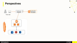 # TIAD@ tiadparis 19
Push code
Continuous
Integration
Application
templates
IntegrationPerspectives
 