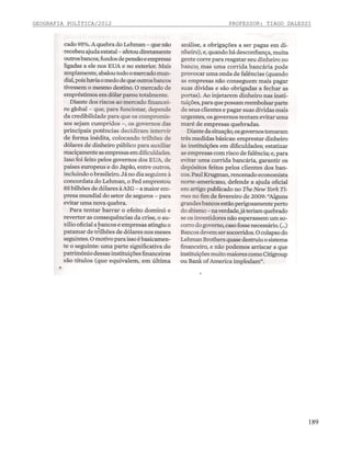 GEOGRAFIA POLÍTICA/2012

PROFESSOR: TIAGO DALESSI

189

 