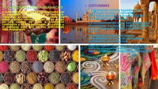 • ¿CÓMO ERAN LOS TIAHUANACOS
• a cultura tiahuanacota se caracterizaba por
su explosión del arte textil y la cerámica.
Tiwanaku, su capital, comenzó siendo una
aldea y acabó convirtiéndose en su ocaso
en una ciudad de unos 6 kilómetros
cuadrados y 40.000 habitantes. El cultivo y
el pastoreo eran dos de sus actividades
más destacadas.
• COSTUMBRES
• La economía estaba basada en el
cultivo de la papa. Cultivaban
diferentes plantas en función de las
características de la zona.
• La domesticación de la llama favoreció
el pastoreo. La lana era imprescindible
para el desarrollo textil y comían su
carne
• Realizaban rituales de mucha
complejidad en los que consumían
sustancias alucinógenas.
• Deshidrataban los cultivos y la carne
para su almacenamiento y posterior
aprovechamiento en épocas de esquía.
 