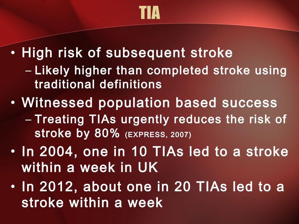 Transient ischaemic attack (TIA) investigation and management in the