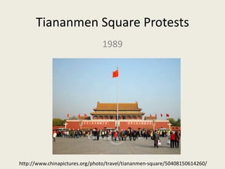 Tiananmen Square Protests
1989
http://www.chinapictures.org/photo/travel/tiananmen-square/50408150614260/
 