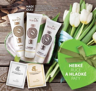 HEBKÉ
RUCE
A HLADKÉ
PATY
PODPORUJE TVORBU
NOVÝCH BUNĚK, INTENZIVNĚ
REGENERUJE POKOŽKU
HADÍ
OLEJ
1 2
3
4
5
36
 