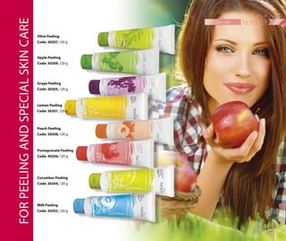 53
face care
53
Olive Peeling
Code: 30207, 120 g
Apple Peeling
Code: 30209, 120 g
Grape Peeling
Code: 30205, 120 g
Lemon Peeling
Code: 30201, 120 g
Peach Peeling
Code: 30208, 120 g
Pomegranate Peeling
Code: 30206, 120 g
Cucumber Peeling
Code: 30204, 120 g
Milk Peeling
Code: 30203, 120 g
FORPEELINGANDSPECIALSKINCARE
 