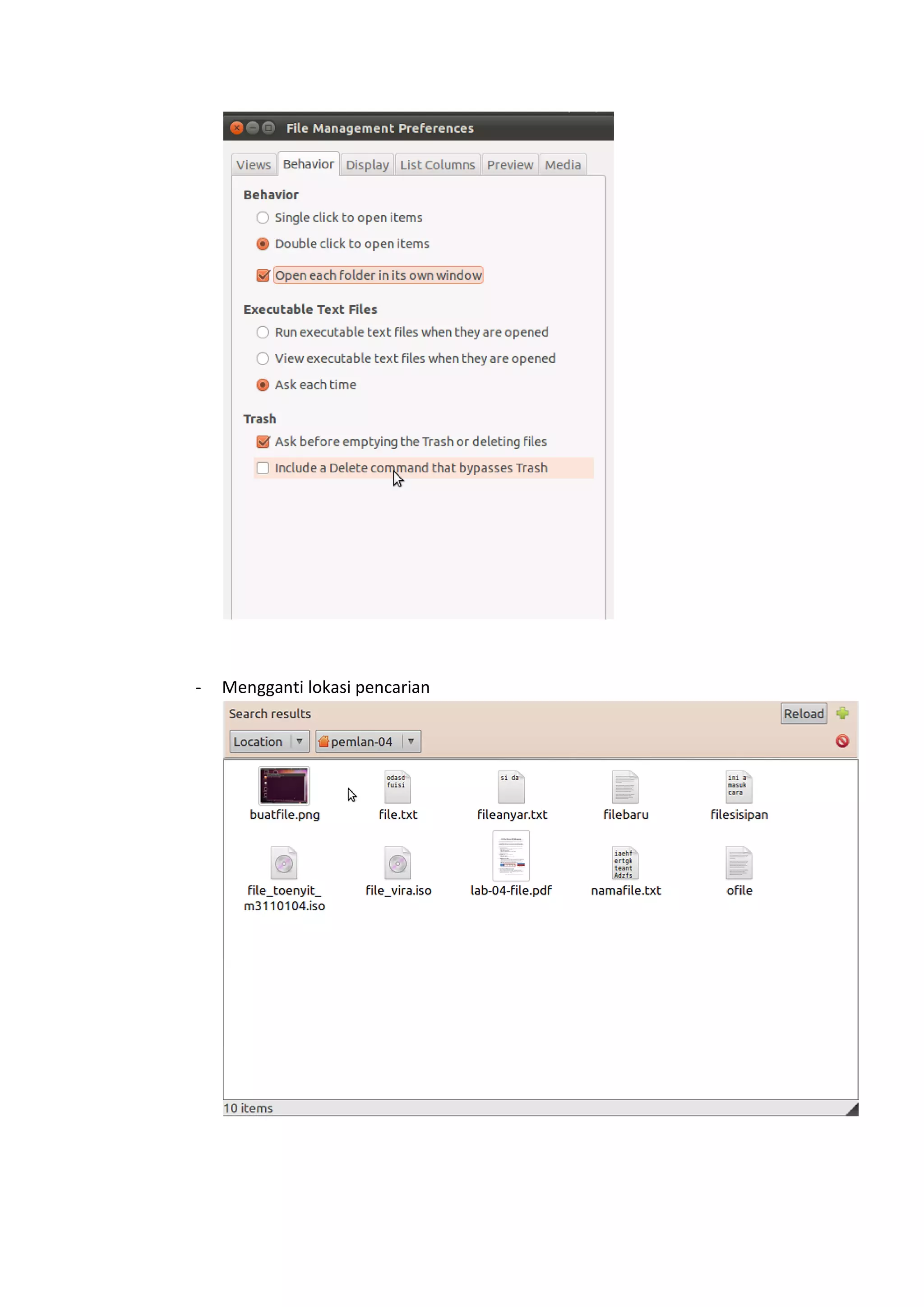 - Mengganti lokasi pencarian
 