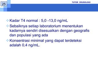 PengambilansampelTUTOR  IMUNOLOGITidakperlupersiapankhususBahan : serum, plasma EDTA atau heparinTidakperlumerubahpolamakan & aktifitasfisikDisimpan 2-8oC, 3-5 hariBeku : stabilsampai ± 30 hariObatberhentisampaitesselesaidikerjakanTidakhemolisisataulipemikAdajugaobat-obatan yang tetapdimintauntukdiminumkarenaingindiketahuipengaruhnya914