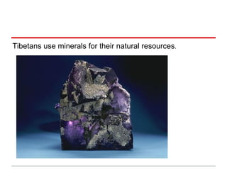 Tibetans use minerals for their natural resources.
 