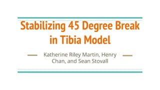 Stabilizing 45 Degree Break
in Tibia Model
Katherine Riley Martin, Henry
Chan, and Sean Stovall
 