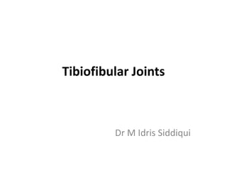 Tibiofibular Joints
Dr M Idris Siddiqui
 