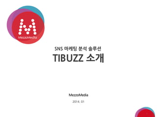 TIBUZZ 소개
2014. 01
MezzoMedia
1
SNS 마케팅 분석 솔루션
 