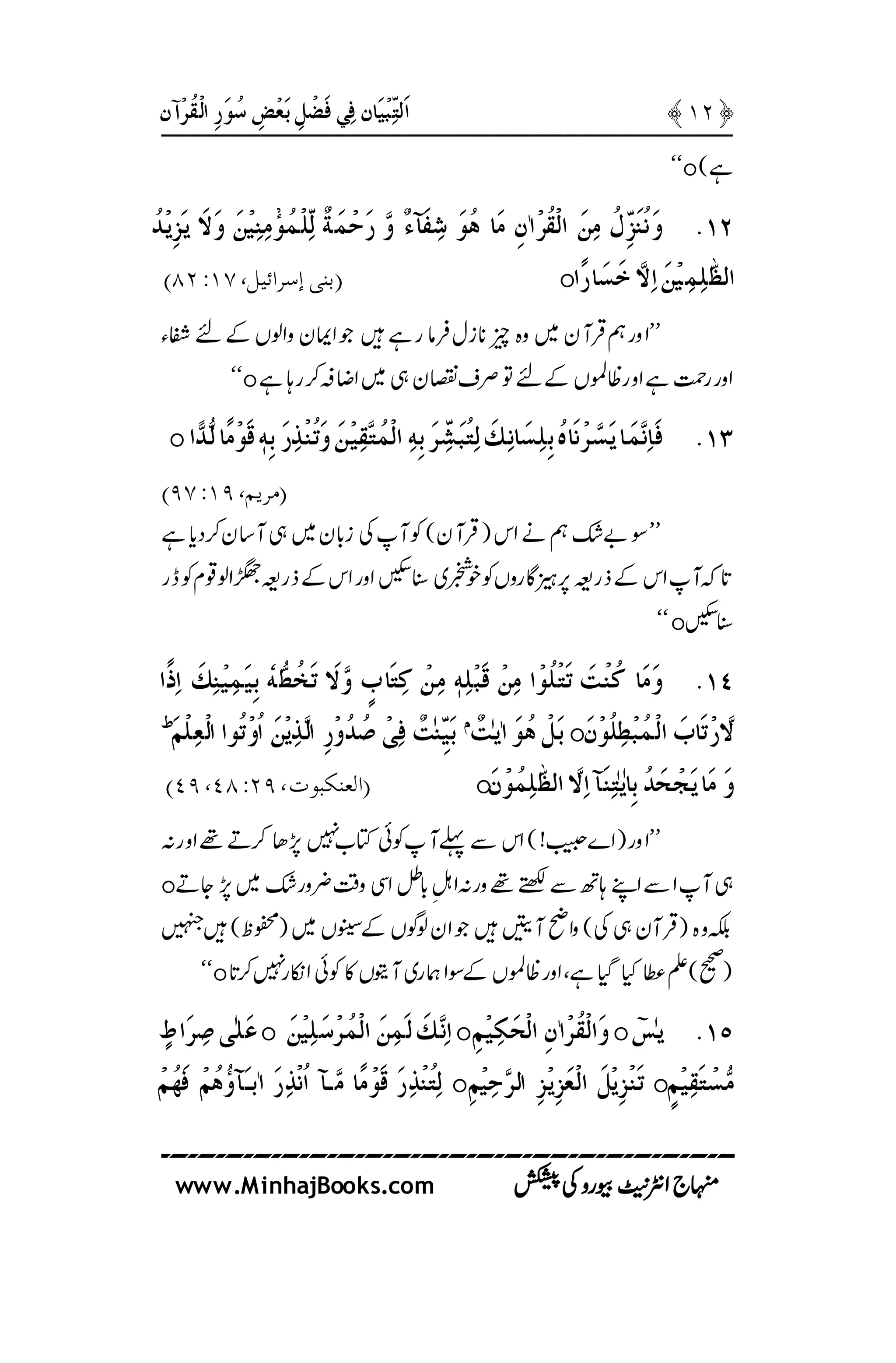 The Merits of Selected Chapters of The Holy Quran - (Urdu) | PDF
