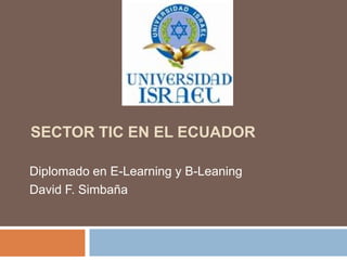 Sector TIC en el Ecuador Diplomado en E-Learning y B-Leaning David F. Simbaña 
