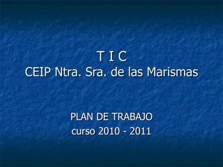 T I C CEIP Ntra. Sra. de las Marismas PLAN DE TRABAJO curso 2010 - 2011 