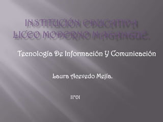 Institución Educativa Liceo Moderno Magangué. Tecnología De Información Y Comunicación Laura Acevedo Mejía.  11°01  