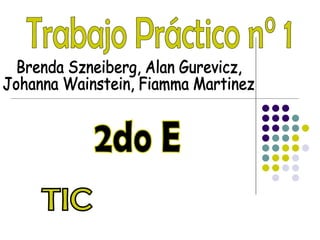 Trabajo Práctico n° 1 Brenda Szneiberg, Alan Gurevicz,  Johanna Wainstein, Fiamma Martinez 2do E TIC 