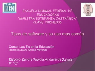 Curso: Las Tic en la Educación
Docente: Juany García Mercado



Elaboro: Sandra Fabiola Andaverde Zavala
1º “C”
 