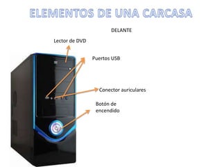 Lector de DVD
Conector auriculares
Puertos USB
Botón de
encendido
DELANTE
 