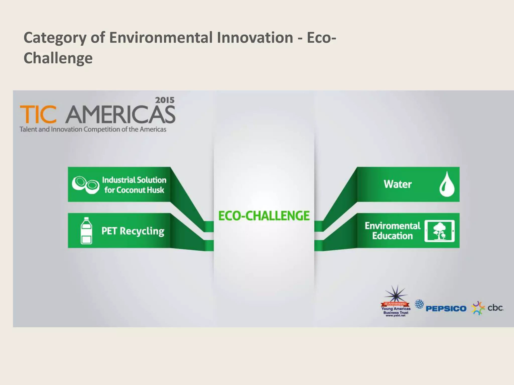 Category of Environmental Innovation - Eco- 
Challenge 
 