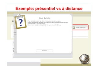 Exemple: présentiel vs à distance
• Enseignement à distance
77
 