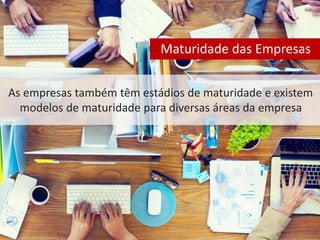 Maturidade das Empresas 
As empresas também têm estádios de maturidade e existem 
modelos de maturidade para diversas áreas da empresa 
 