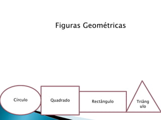 Figuras Geométricas
RectânguloCírculo Triâng
ulo
Quadrado
 