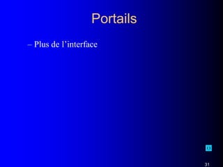 Portails
– Plus de l’interface
31
 
