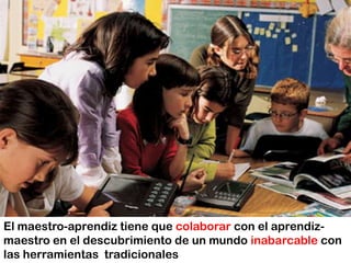 ETAPA3: Internet  .  TAC .     Herramientas 2.0Se crea, se comparte, se difunde, se debate… simultáneamenteen distintos lugares del mundo y se puede participar de todo ello en tiempo real.El conocimiento sigue creciendo sin límites pero ahora a gran velocidad