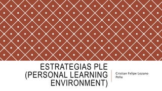ESTRATEGIAS PLE
(PERSONAL LEARNING
ENVIRONMENT)
Cristian Felipe Lozano
Peña
 
