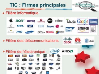 Filière informatique
Filière des télécommunications
Filière de l’électronique
TIC : Firmes principales
 
