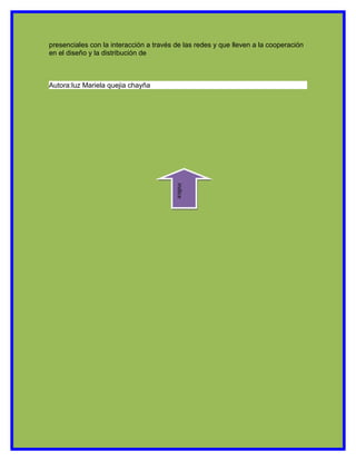 presenciales con la interacción a través de las redes y que lleven a la cooperación
en el diseño y la distribución de



Autora:luz Mariela quejia chayña




                                         indice
 