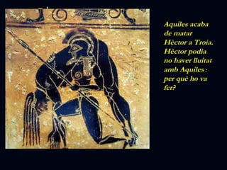 h Aquiles acaba de matar Hèctor a Troia. Hèctor podia no haver lluitat amb Aquiles  :  per què ho va fer? 
