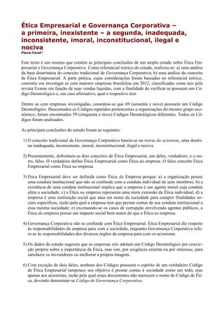 Ética Empresarial e Governança Corporativa | PDF