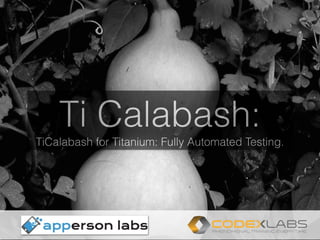 Ti Calabash:
TiCalabash for Titanium: Fully Automated Testing.
!
 